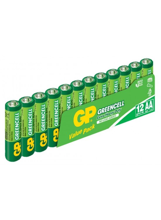 GP Greencel R6 AA Boy Çinko Kalem Pil 12'li Paket GP15G-VS12 GP Greencel R6 AA Boy Çinko Kalem Pil 12'li Paket GP15G-VS12
