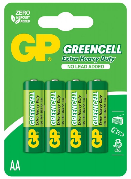 GP Greencel R6 AA Boy Çinko Kalem Pil 4'lü Paket GP15G-U4 GP Greencel R6 AA Boy Çinko Kalem Pil 4'lü Paket GP15G-U4