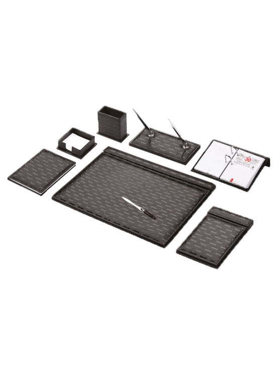 Gülpaş Sümen Takımı 10 Parça Napa Suni Deri Sade Hasır Desenli Siyah 925