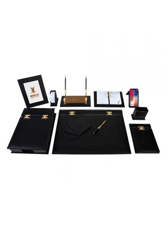 Gülpaş Sümen Takımı 12 Parça Menteşeli Lüks Deri Siyah 233