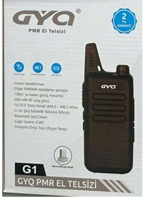 GYQ-QG1 PMR El Telsizi 10 Km Mesafeli Siyah Tekli Paket