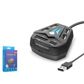 HADRON A068B USB Combo Hub Kart Okuyucu 8 Port Siyah