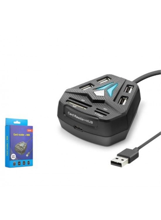 HADRON A068B USB Combo Hub Kart Okuyucu 8 Port Siyah