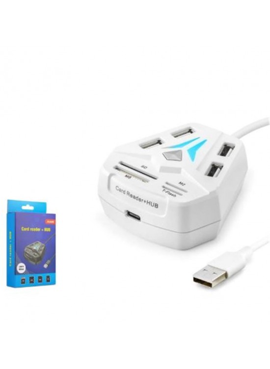 HADRON A068W USB Combo Hub Kart Okuyucu 8 Port Beyaz