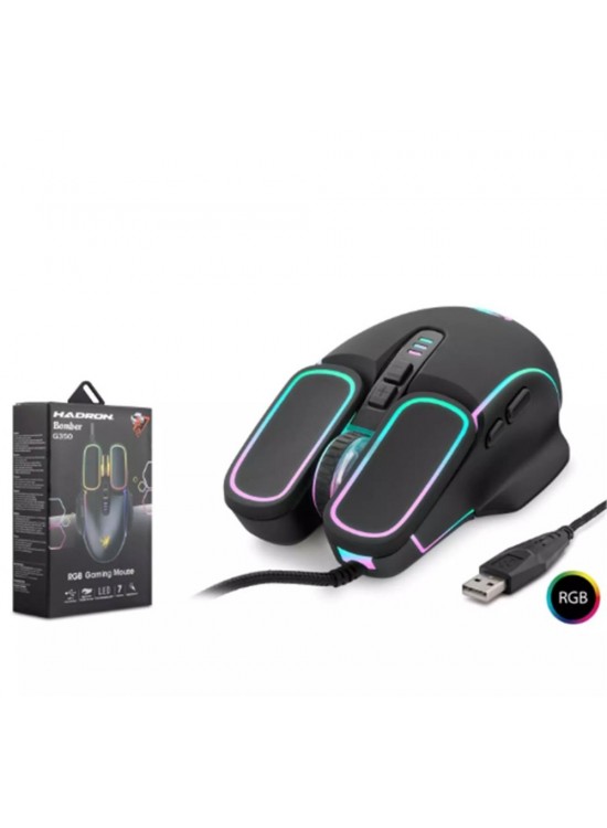 HADRON Bomber G350 Rgb 7 Buttons Usb 1200-2400-4800-6400 Dpı Oyuncu Mouse (1,40cm Kablo Uzunluğu)