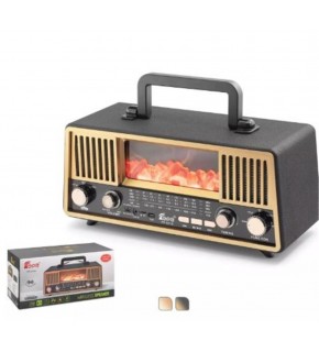 HADRON FP331S Bluetooth Nostaljik Hoparlör FM RGB Alev Efektli Solar Panelli - Siyah