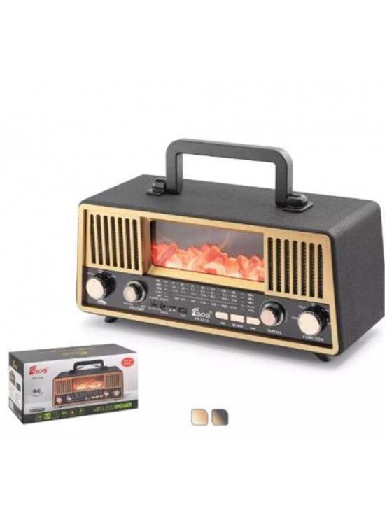 HADRON FP331S Bluetooth Nostaljik Hoparlör FM RGB Alev Efektli Solar Panelli - Siyah