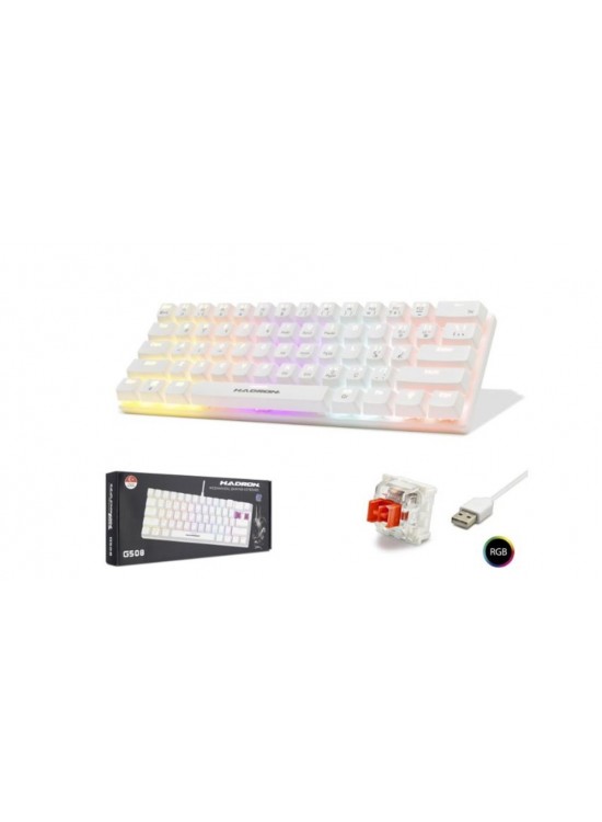 Hadron G508R Kablolu Oyuncu Mini Klavye Mekanik Red Switch Rgb Q Beyaz