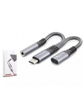 Hadron Gj-018 Type-C To 3.5Mm + Type-C F Kablo Car Şarj 100W Siyah