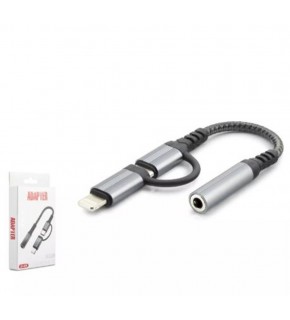 Hadron Gj-026 Type-C + Lightning To 3.5Mm F Kablo Siyah