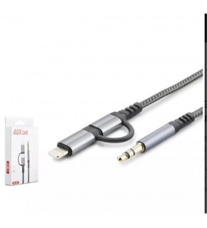 HADRON GJ-027 3.5MM TO TYPE-C + LIGHTNING KABLO AUX CAR SİYAH