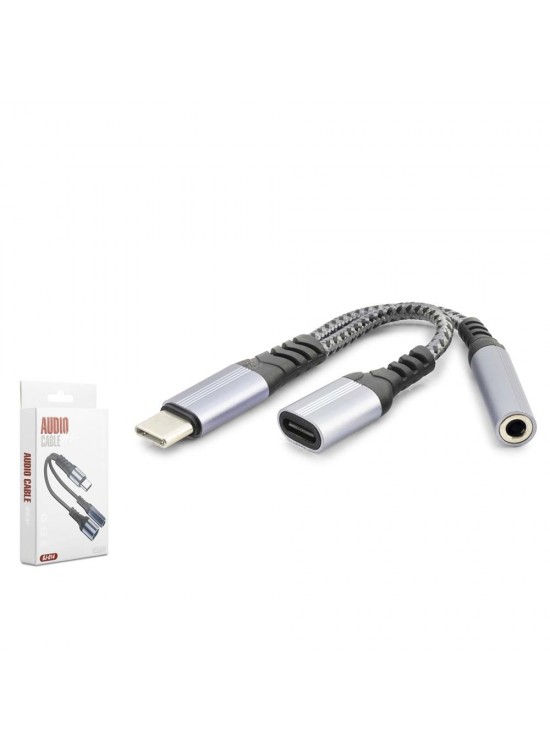HADRON GJ014 Type-C 3.5 mm Şarj Ses Ayırıcı Kablo Siyah HADRON GJ014 Type-C 3.5 mm Şarj Ses Ayırıcı Kablo Siyah