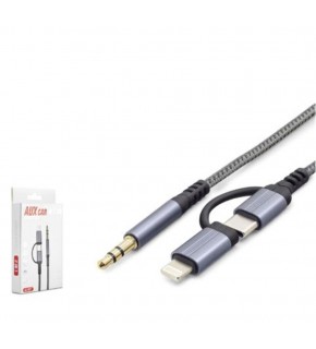 HADRON GJ027 Type-C Lightning 3.5 mm Ses Kablosu Siyah Gri