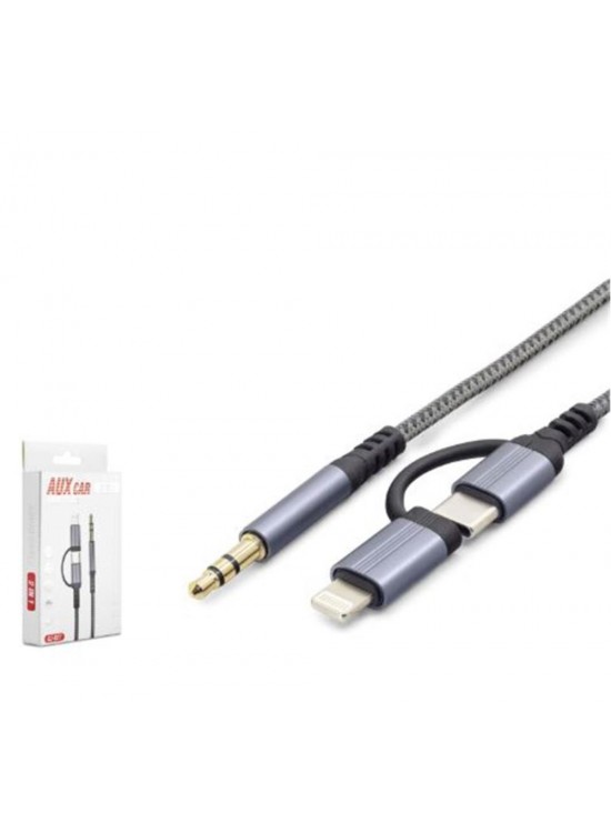 HADRON GJ027 Type-C Lightning 3.5 mm Ses Kablosu Siyah Gri