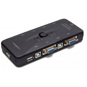 Hadron Hd230 Vga Usb Kvm Switch 4Giriş 1Çıkış Siyah 4 Farkı Bilgisayarı Tek Ekrana Bağlar