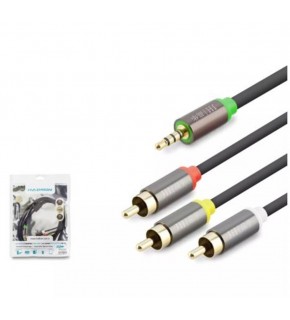 HADRON HDX1064 3.5MM TO 3RCA KABLO 2LINE GOLD 1.5M SİYAH
