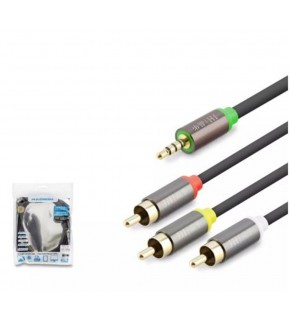 HADRON HDX1065 3.5MM TO 3RCA KABLO 2LINE GOLD 3M SİYAH