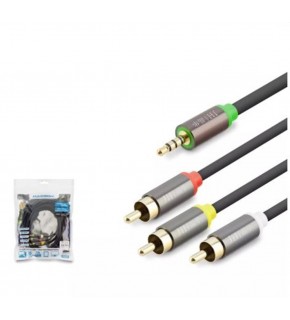 HADRON HDX1066 3.5MM TO 3RCA KABLO 2LINE GOLD 5M SİYAH