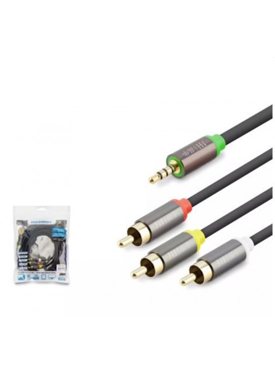 HADRON HDX1066 3.5MM TO 3RCA KABLO 2LINE GOLD 5M SİYAH