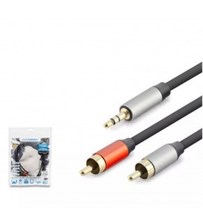 HADRON HDX1073 3.5MM TO 2RCA KABLO 2LINE GOLD 1.5M SİYAH