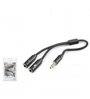 HADRON HDX1083 3.5 mm Kulaklık Mikrofon Ayırıcı Kablo 23 cm Siyah