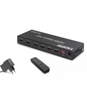 Hadron Hdx1334 Hdmi Switch & Splitter 4-In 2-Out Matrix Siyah 4K HDMI Girişi: 4 HDMI Çıkışı: 2