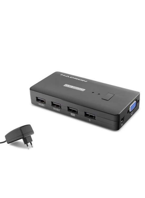 Hadron Hdx1374 2 Port + 4- Usb Vga Kvm Switch Kablolu Siyah Hadron Hdx1374 2 Port + 4- Usb Vga Kvm Switch Kablolu Siyah