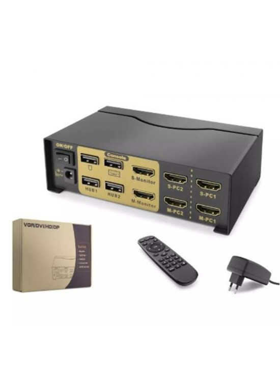 Hadron Hdx1376 2+2 Usb Port Hdmi Kvm Switch Dual Monitör 2+2 Hdmi Kablolu Siyah Hadron Hdx1376 2+2 Usb Port Hdmi Kvm Switch Dual Monitör 2+2 Hdmi Kablolu Siyah