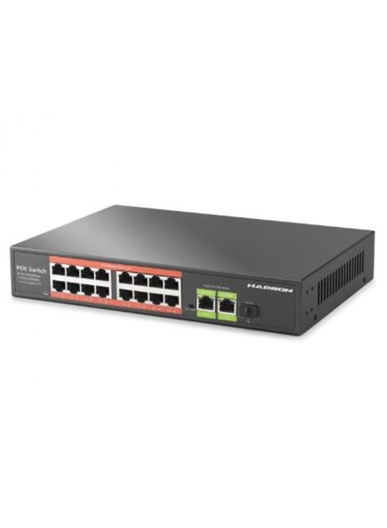 HADRON HDX1442 AI PoE Switch 16 Port 2 Uplink 1 SFP Gigabit 210W Siyah HADRON HDX1442 AI PoE Switch 16 Port 2 Uplink 1 SFP Gigabit 210W Siyah