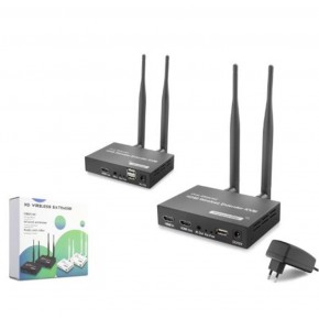 HADRON HDX1443 Kablosuz HDMI KVM Görüntü Aktarım Seti Loop-Out IR 1080p 300 m Siyah