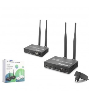 HADRON HDX1443 Kablosuz HDMI KVM Görüntü Aktarım Seti Loop-Out IR 1080p 300 m Siyah