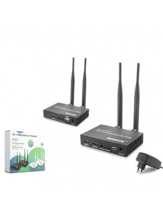 HADRON HDX1443 Kablosuz HDMI KVM Görüntü Aktarım Seti Loop-Out IR 1080p 300 m Siyah