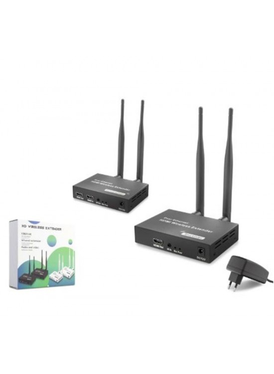 HADRON HDX1444 Kablosuz HDMI Görüntü Aktarım Seti Loop-Out IR 1080p 200 m Siyah