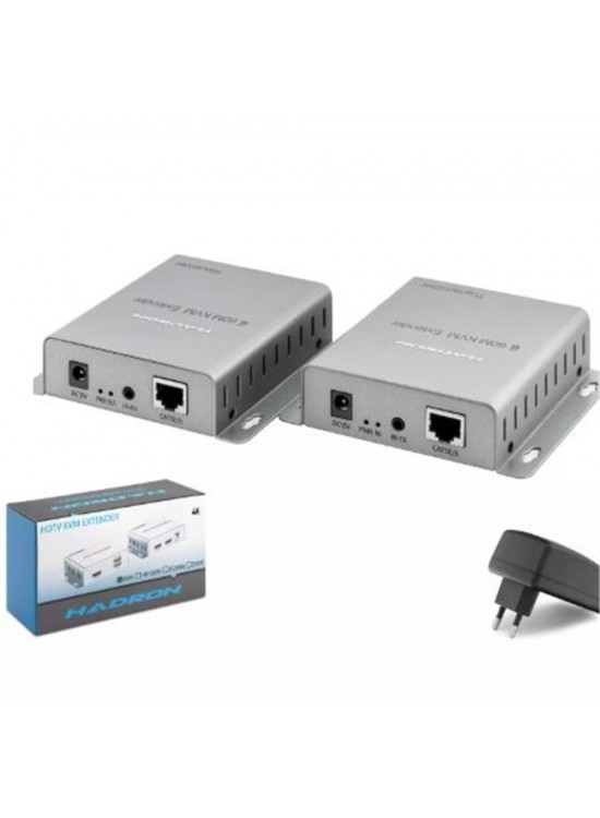 HADRON HDX1600 HDMI KVM Extender 4K 30 Hz 60 m - Gümüş