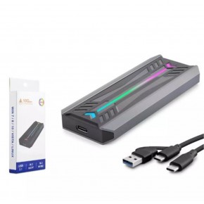 HADRON HDX1775 SSD KUTU TYPE-C3.1 + USB3.0 NVME M2 CHIP RTL9210 SİYAH