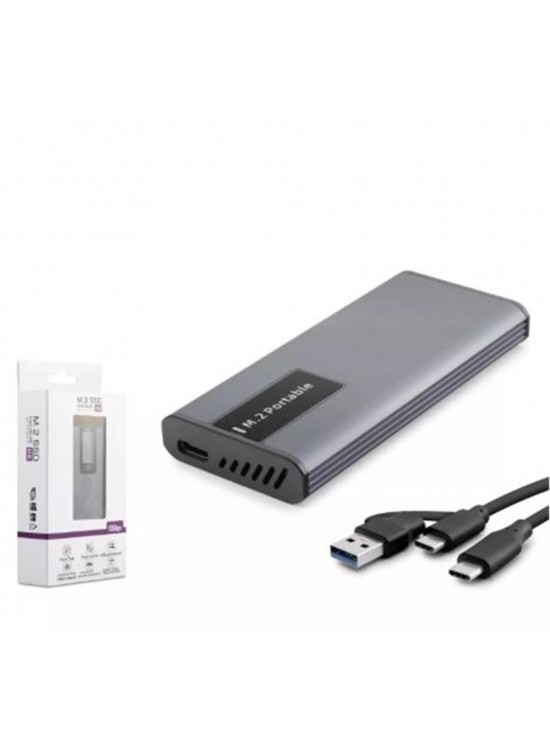 HADRON HDX1781 SSD KUTU TYPE-C3.1 + USB3.0 NGFF ALİMÜNYUM + PLASTİK M2 CHIP RTL9201R RGB GR