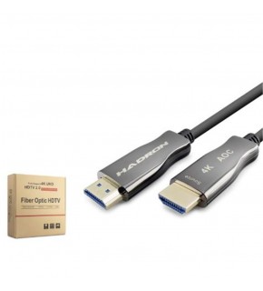 HADRON HDX2055 Fiber Optik HDMI 2.0 Kablo 4K 60 Hz 10 m Siyah Gri