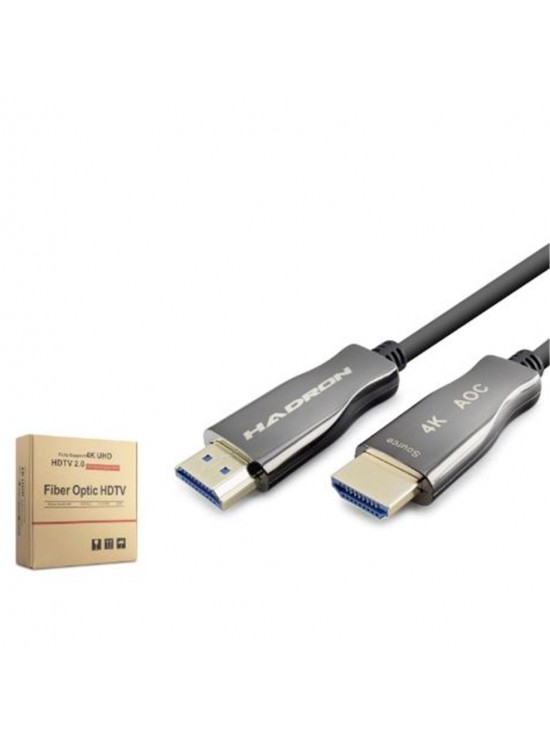 HADRON HDX2055 Fiber Optik HDMI 2.0 Kablo 4K 60 Hz 10 m Siyah Gri