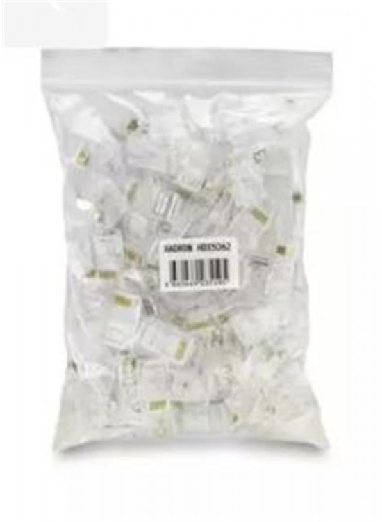 Hadron Hdx5062 Cat5 Konnektör Ez Rj45 Delikli 100Lü Paket Şeffaf