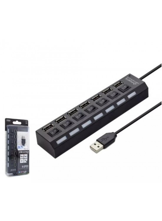 Hadron Hdx7001 Usb Hub 7-Usb Siyah Anahtarlı
