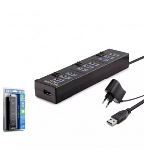 Hadron Hdx7005 Usb Hub 10-Usb 1M Siyah ( Güç Adaptörlü)