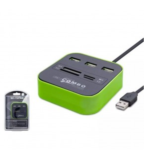 Hadron Hdx7006 Usb Hub Combo 3-Usb + Ms + Sd + M2 + Tf Yeşil