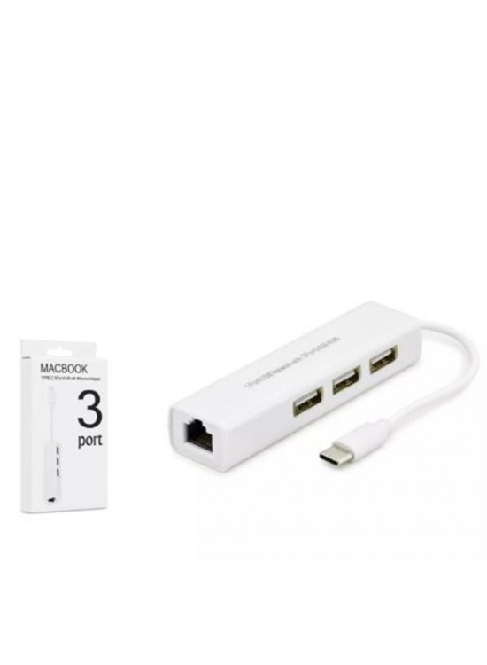 Hadron Hdx7007 Type-C Hub Combo 3-Usb + Lan Beyaz