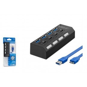 Hadron Hdx7023 Usb3.0 Hub Anahtarlı 4 Port 0,5m Siyah