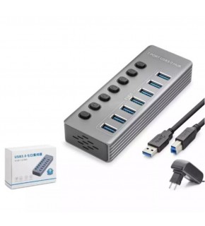 Hadron Hdx7047 Usb Hub 3.0 7-Usb 7-Anahtarlı 5Gbps High Speed 7in1 Gri