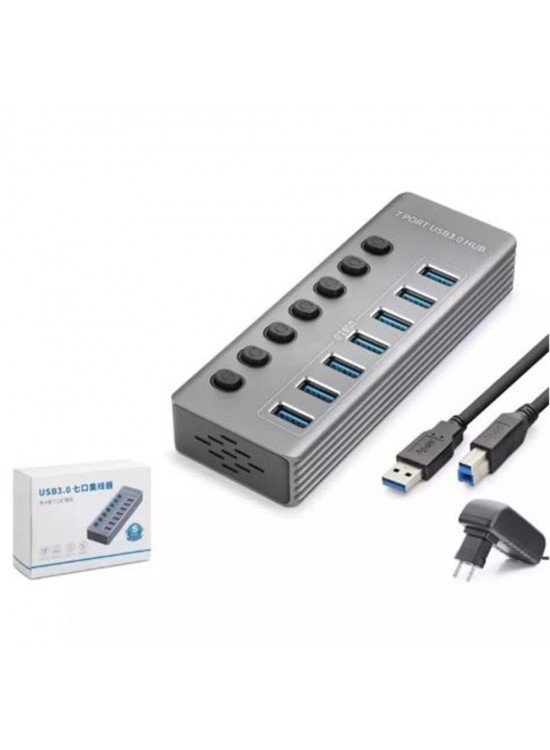 Hadron Hdx7047 Usb Hub 3.0 7-Usb 7-Anahtarlı 5Gbps High Speed 7in1 Gri