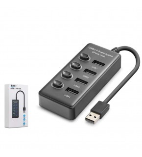 Hadron HDX7048 USB Hub 2.0 480Mbps 4x USB-A 4 Port Switch’li Çoklayıcı Siyah