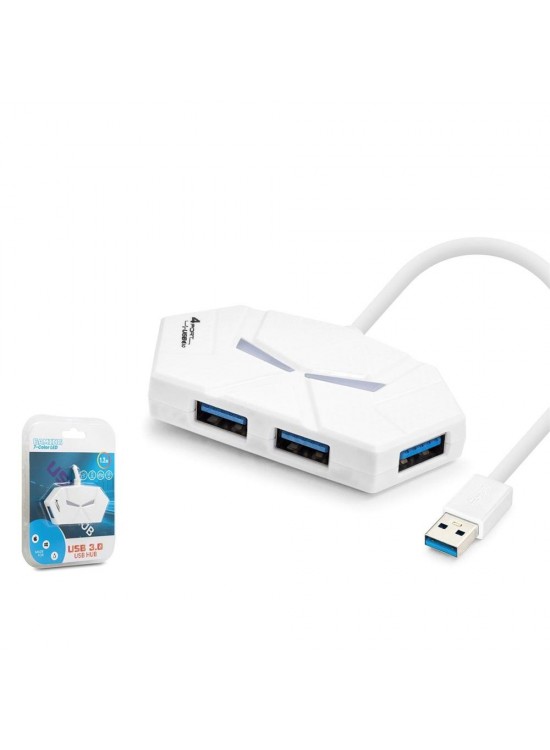 Hadron HDX7051 Gaming USB Hub 3.0 5Gbps 4x USB-A 3.0 7 Renk LED 4 Port Çoklayıcı 120cm Beyaz