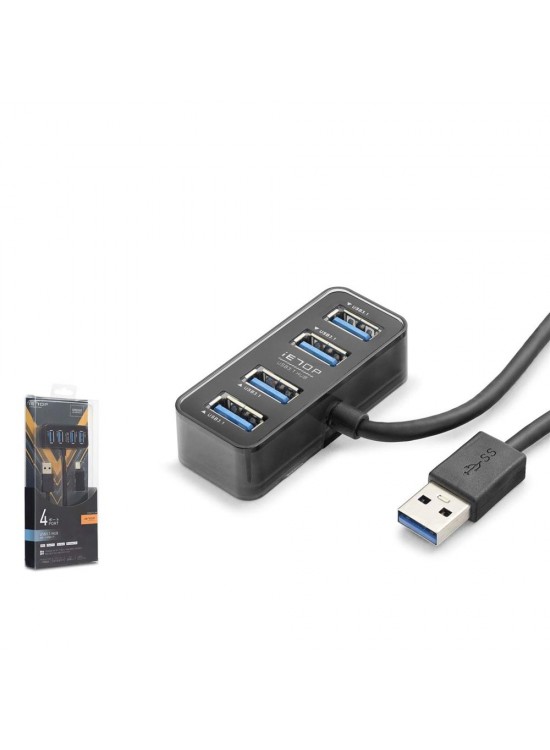 Hadron HDX7055 İetop Usb Hub 5Gbps 4x Usb-A 3.1 2in1 Usb-A-Type-C Girişli 4 Port Çoklayıcı Siyah