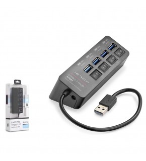 Hadron HDX7056 İetop Usb Hub 5Gbps 1x Usb 3.1 + 3x Usb 2.0 Switchli 4 Port Çoklayıcı Siyah